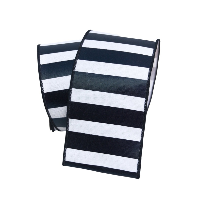 Black and White Foil Horizontal Stripe Ribbon, 4X10YD