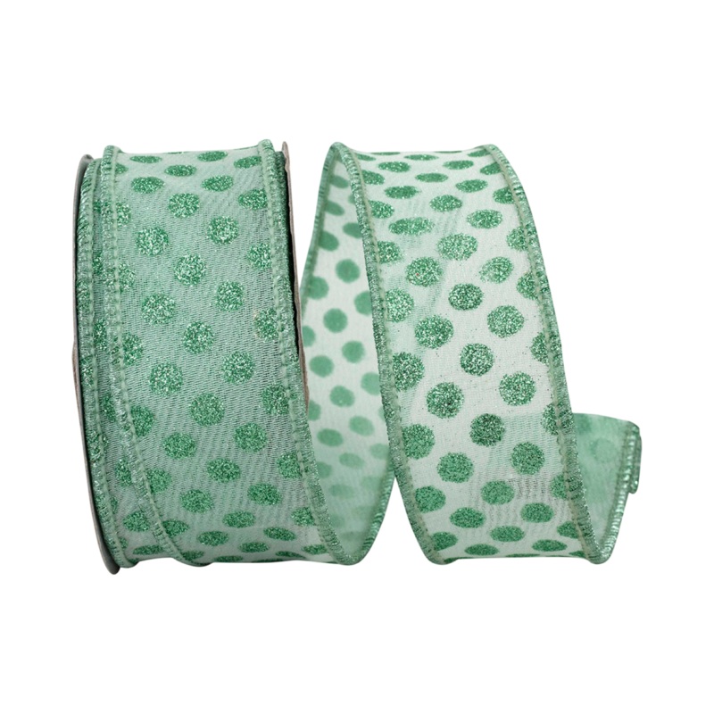 Aqua Mesh Deluxe Glitter Dots Ribbon, 1.5 X 10YD