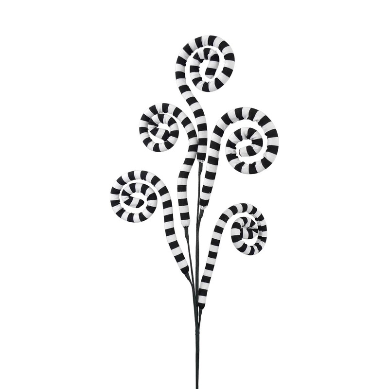 Black & White Stripe Fabric Spiral Spray