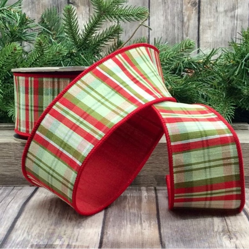 Apple Green Plaid Ribbon, 2.5 X 10YD