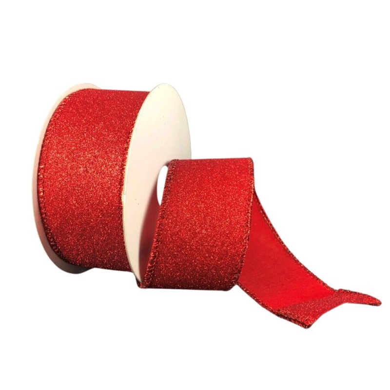 1.5 Glitter Ribbon: Red – 10yds