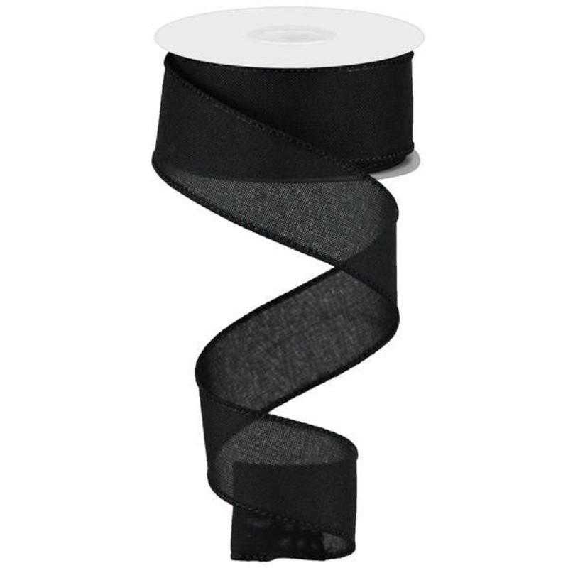 1.5 Black Royal Faux Burlap Ribbon – 10Yds