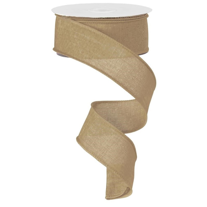 1.5 Beige Royal Faux Burlap Ribbon – 50Yds