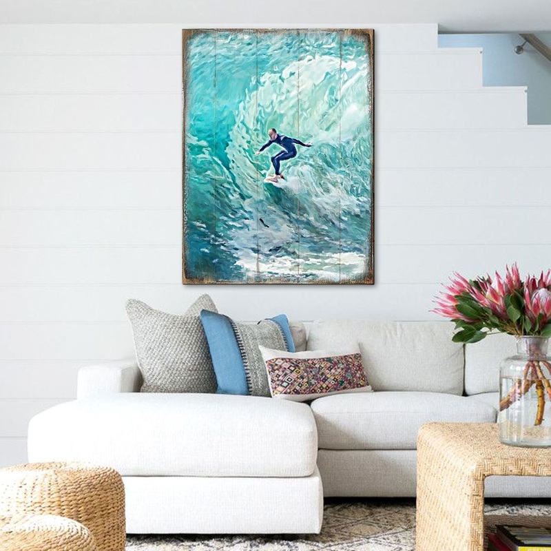 Sophronia Surfer Wooden Coastal Wall Art by Nature Wonders – Coastal Sea-Life Decor – 95227B