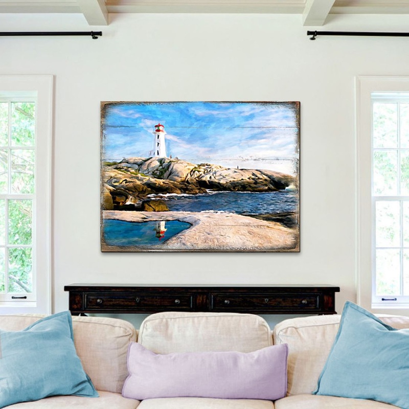 Aditya Lighthouse Bay Wood Wooden Coastal Wall Art by Nature Wonders – Coastal Sea-Life Decor – 95268B
