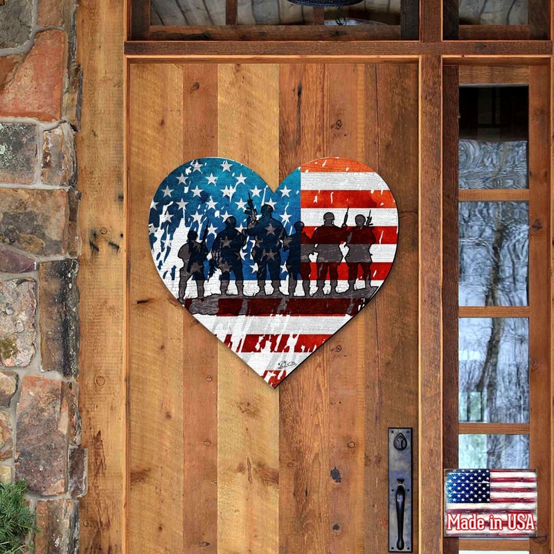 USA Military Heart Holiday Door Decor – American Christmas Decor – 8187130H