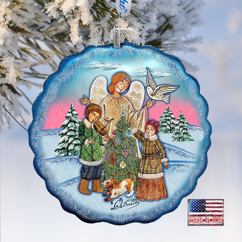 Winter Blessing Flower Glass Ornament by G. DeBrekht – Christmas Santa Snowman Decor – 759-021