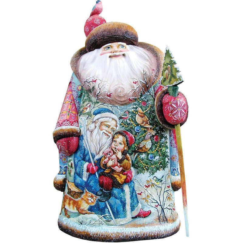 Afternoon with Santa, Hand-Painted WOODCARVED Figurine L291212 by G. DeBrekht – SPECIAL ORDER *** PRE-ORDER – Handmade Just for You! ***