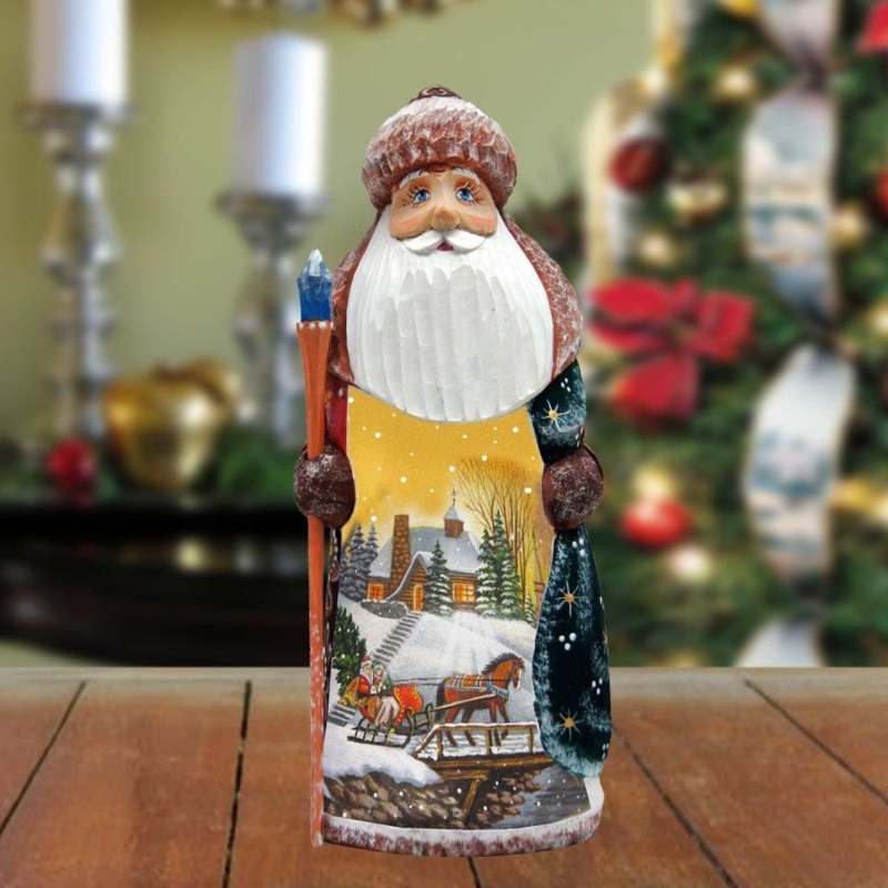Winter Sleigh Ride Hand-Painted WOODCARVED Masterpiece by G. DeBrekht – Christmas Decor – 8201015-1