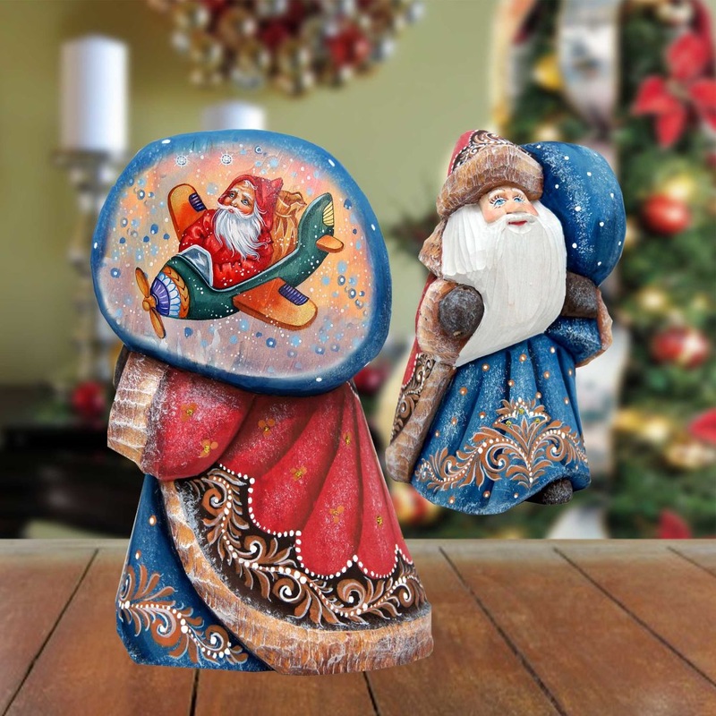 Airplanes Santa Hand-Painted WOODCARVED Masterpiece by G. DeBrekht – Christmas Decor – 8215552 *** PRE-ORDER – Handmade Just for You! ***