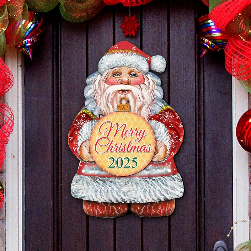 2025 Dated Merry Christmas Wooden Ornaments by  – Christmas Santa Snowman Decor – 8117810-D25