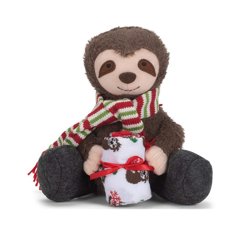 Sloth with Crew Holiday Stuffed Animal and Sock Set