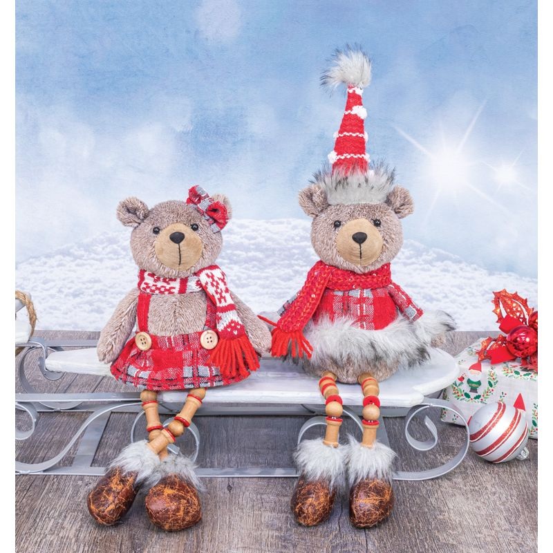 Christmas Bear Button Leg 2 Asst.