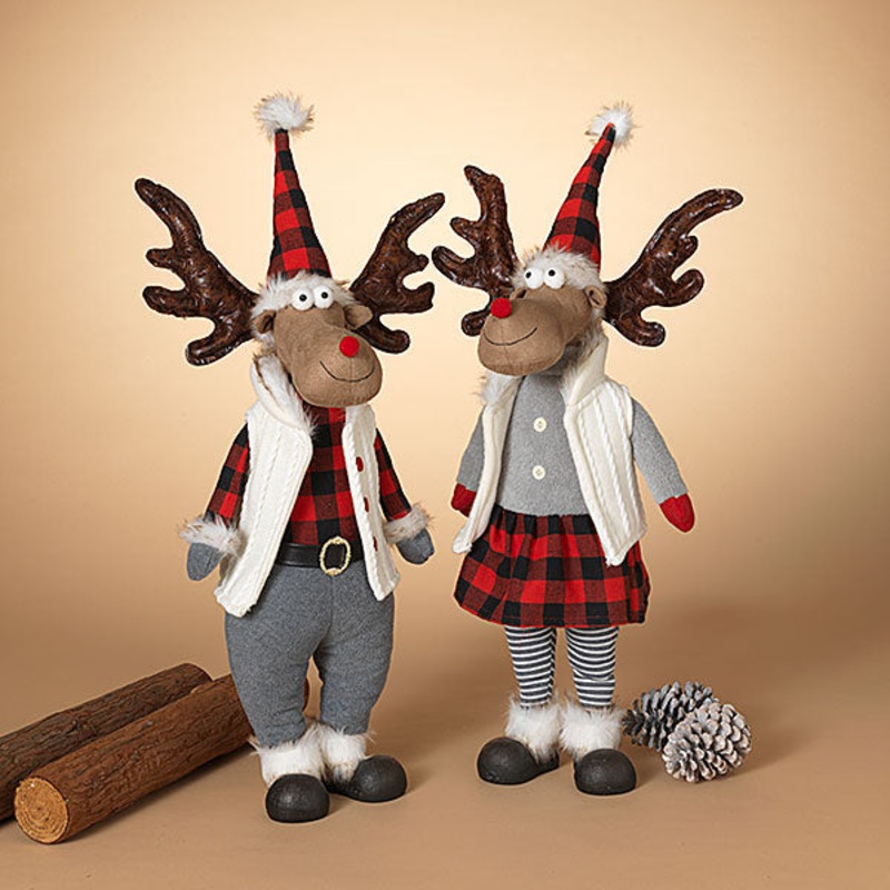 Battery Operated Lighted Fabric Holiday Moose Figurine