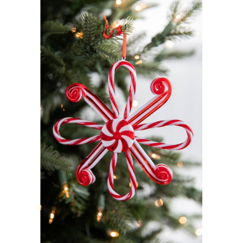 6 Candy Cane Snowflake Ornament