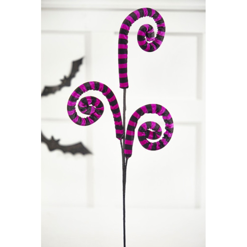 28 Stripe Purple and Black Curly Spray