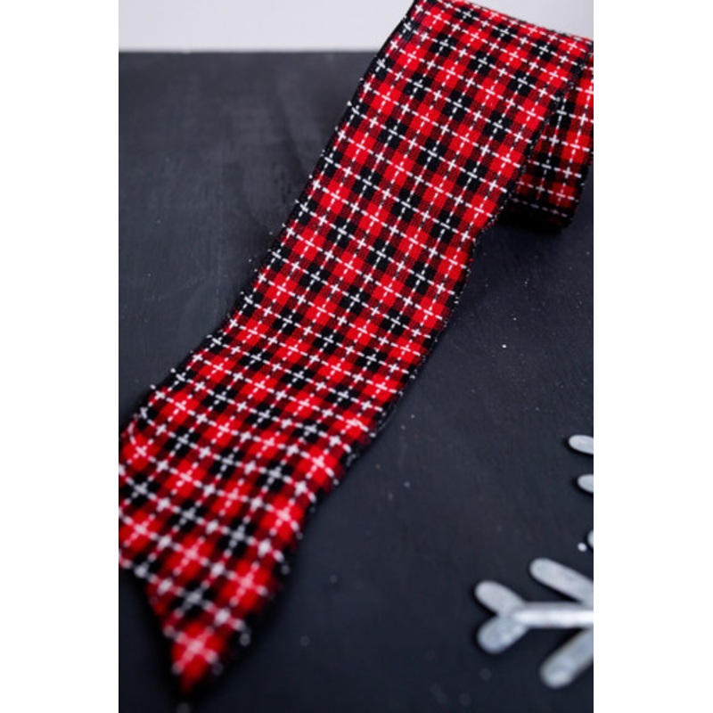 4 x 10 Yard Black and Red Checkered Christmas Ribbon