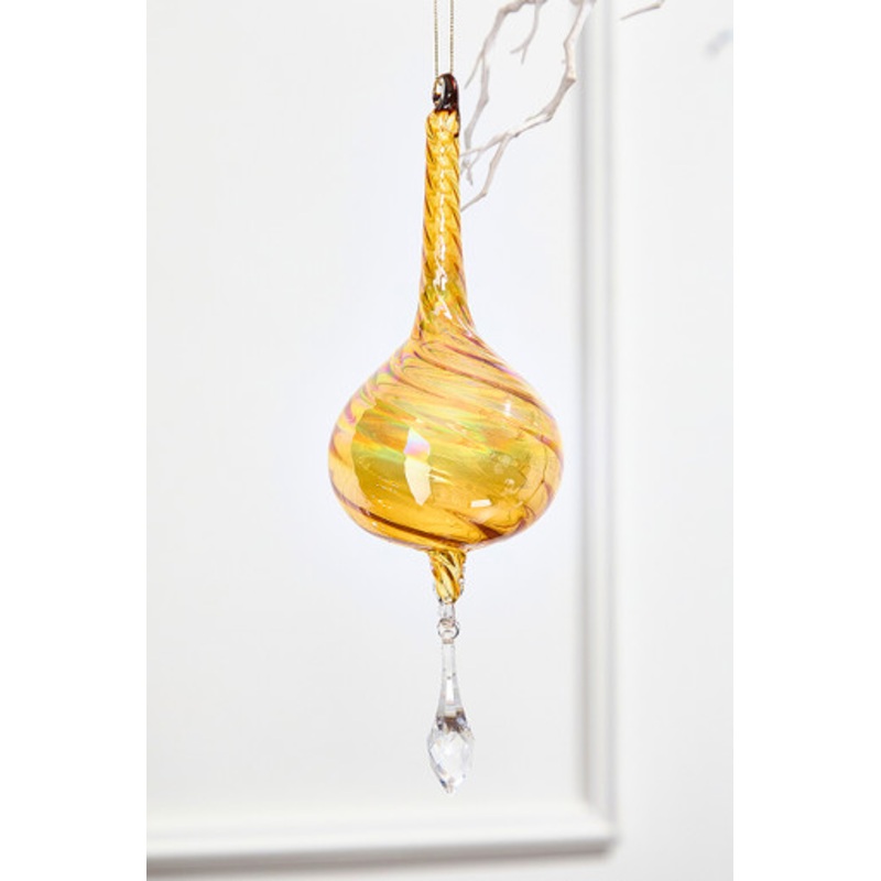 12 Amber Gold Glass Finial Ornament