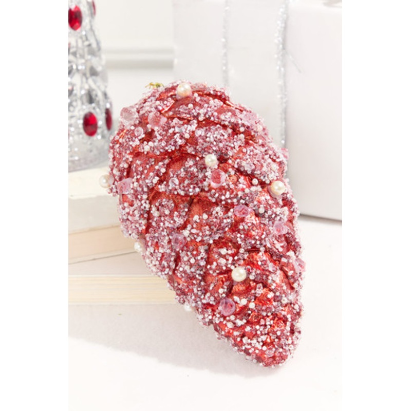 11 Red Pinecone Ornament  with Jewels