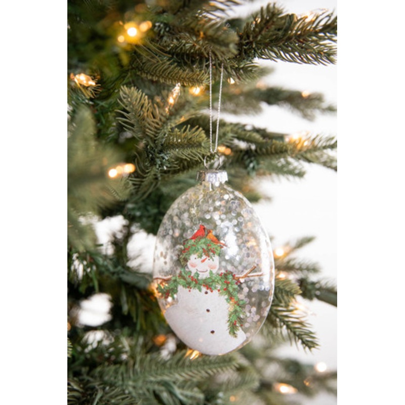 5 Snowman Family Glass Ornament