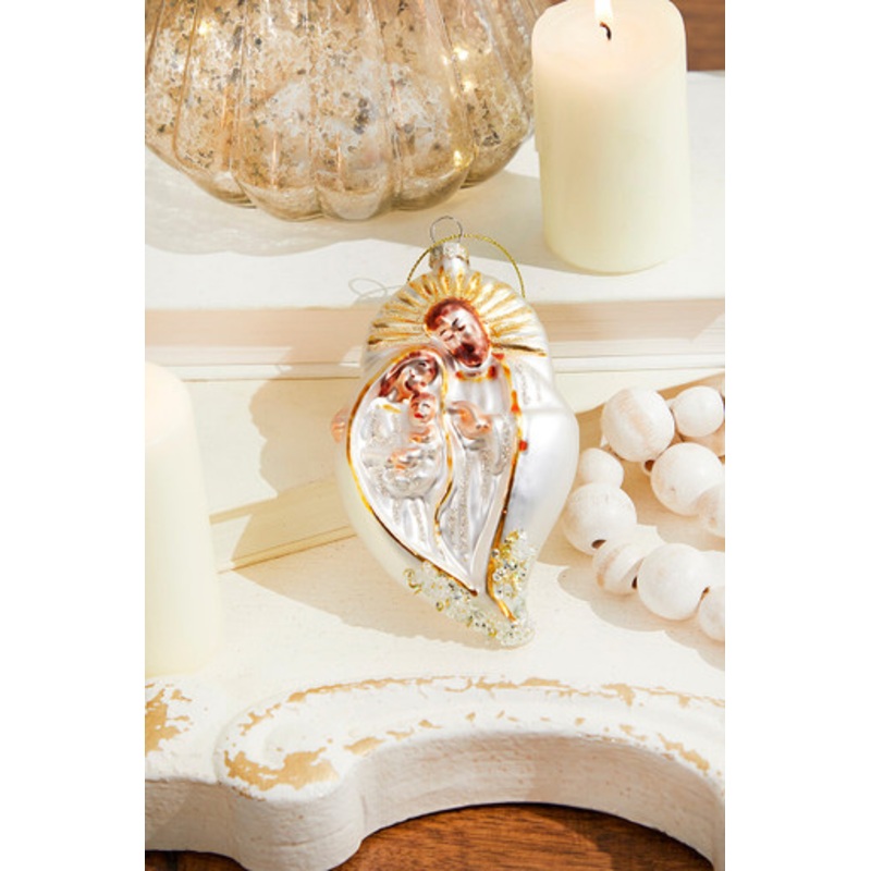 5 Glass & Sequins Holy Family Ornament