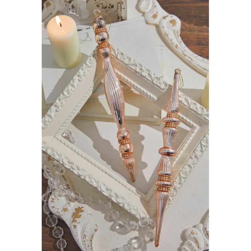 12 Champagne Glass with Jewel Band Icicle Ornament
