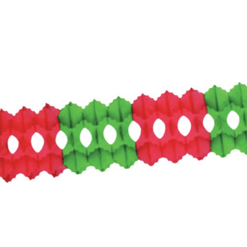 12′ x 5.5 Beistle Vintage Red and Green Tissue Paper Christmas Garland 55035-RG