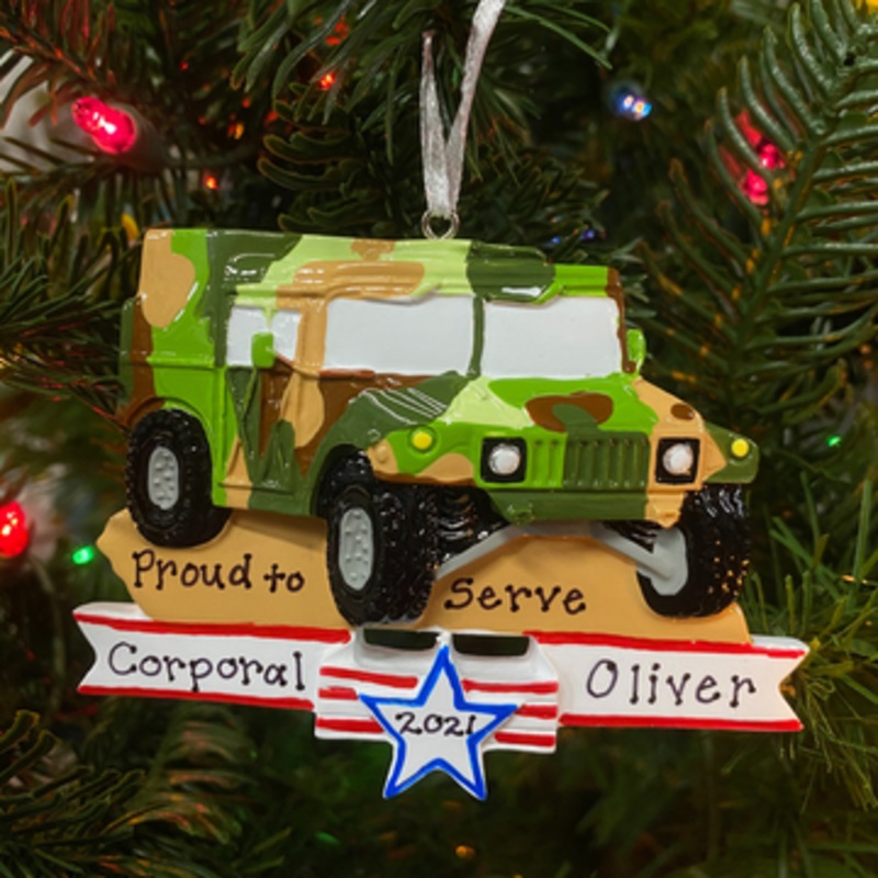 Armed Forces Military Humvee Personalized Christmas Ornament OR1395