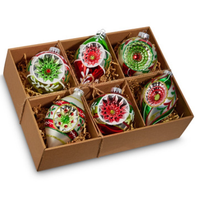 Raz 3 Box of Vintage Reflector Glass Christmas Ornament 4452860